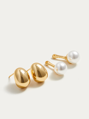 Mia | Detachable-Peal Golden Bean Ohrstecker