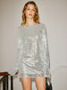 Clara | Glitzerndes rückenfreies Kleid mit Schlitz