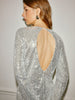 Clara | Glitzerndes rückenfreies Kleid mit Schlitz
