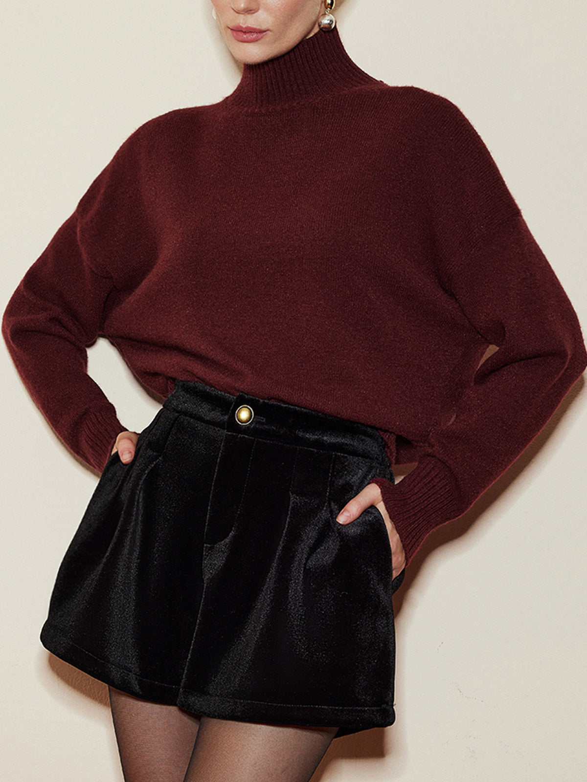 Julia | Eleganter Mock Neck Shift Pullover