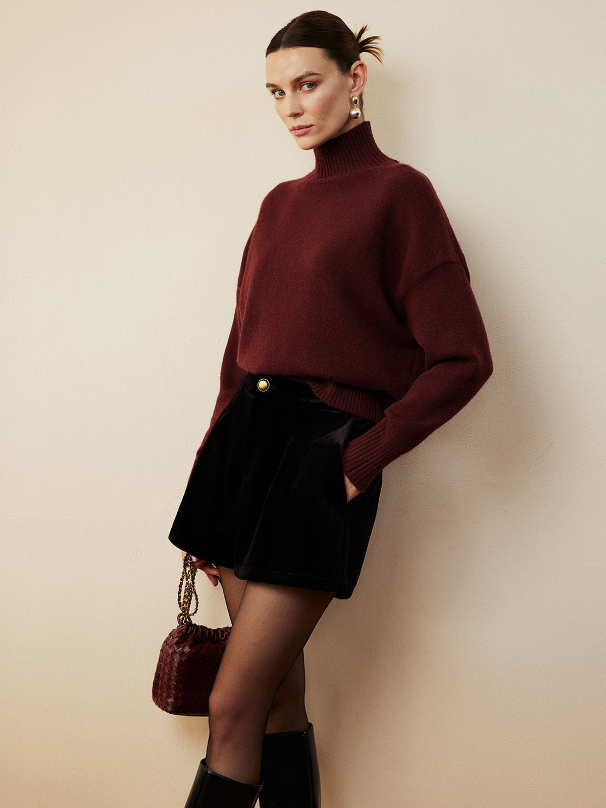 Julia | Eleganter Mock Neck Shift Pullover