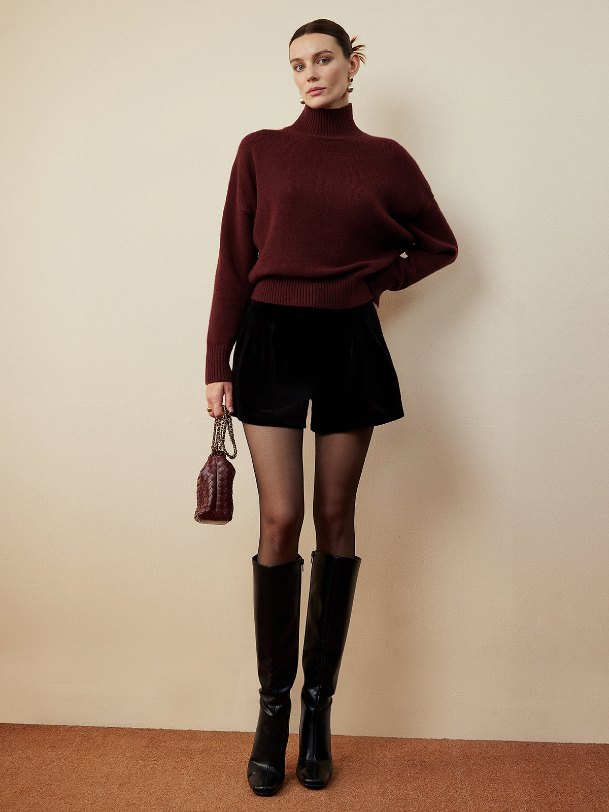 Julia | Eleganter Mock Neck Shift Pullover