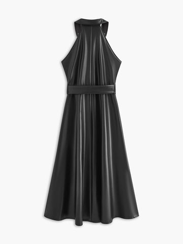 Clara | Kunstleder Kleid mit Gürtel