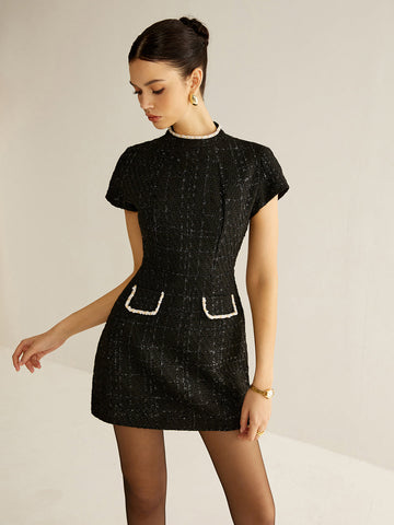 [Name] Kleid | Elegantes Kurzarm-Tweedkleid
