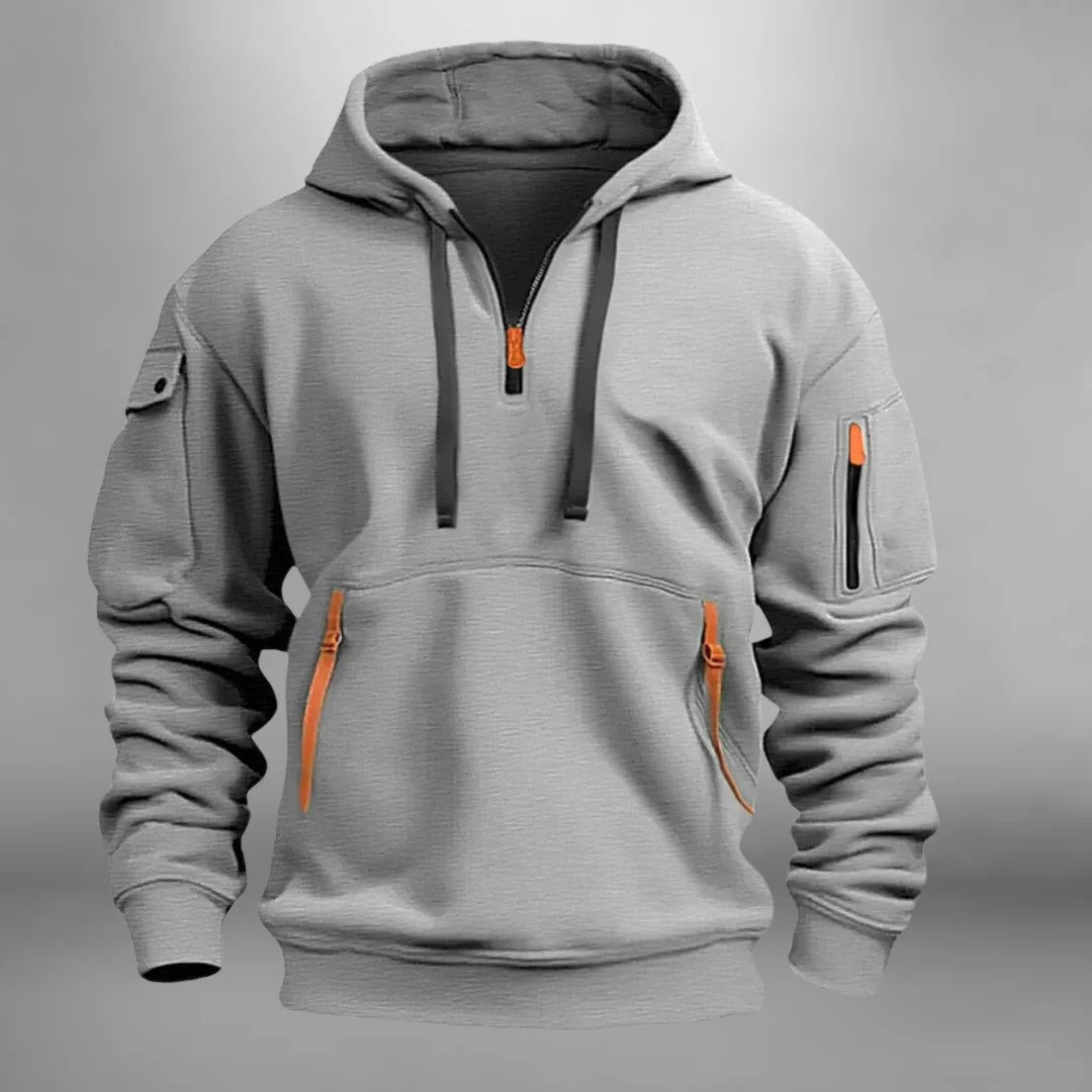 Lars | Technischer hoodie mit halben reißverschluss