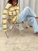 Alvin | Gestricktes gestreiftes Polo-Langarmshirt Gelb