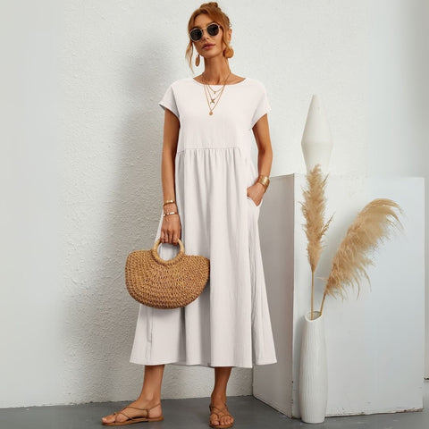 Kaliyah | Damen Maxikleid mit Rundhals