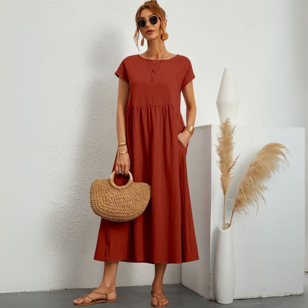 Kaliyah | Damen Maxikleid mit Rundhals