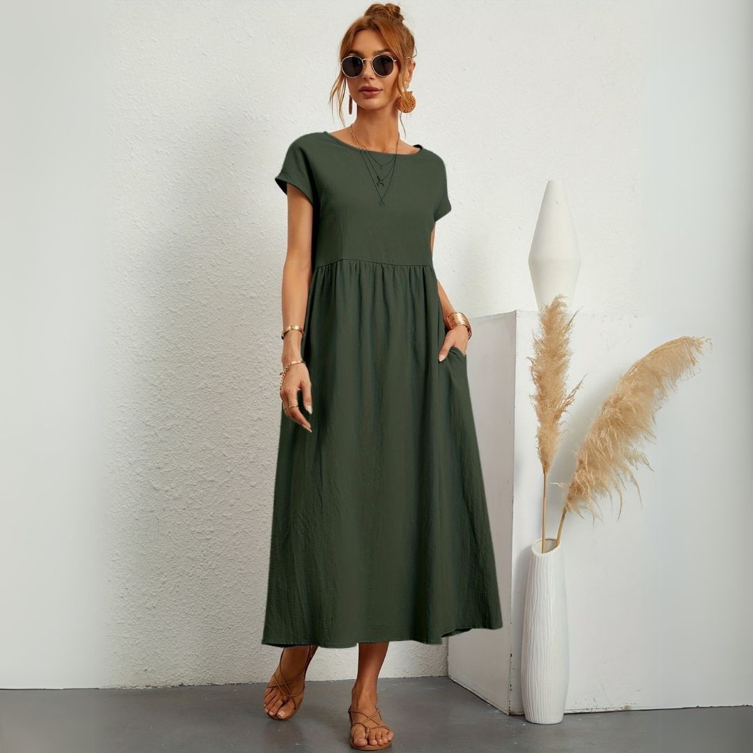 Kaliyah | Damen Maxikleid mit Rundhals