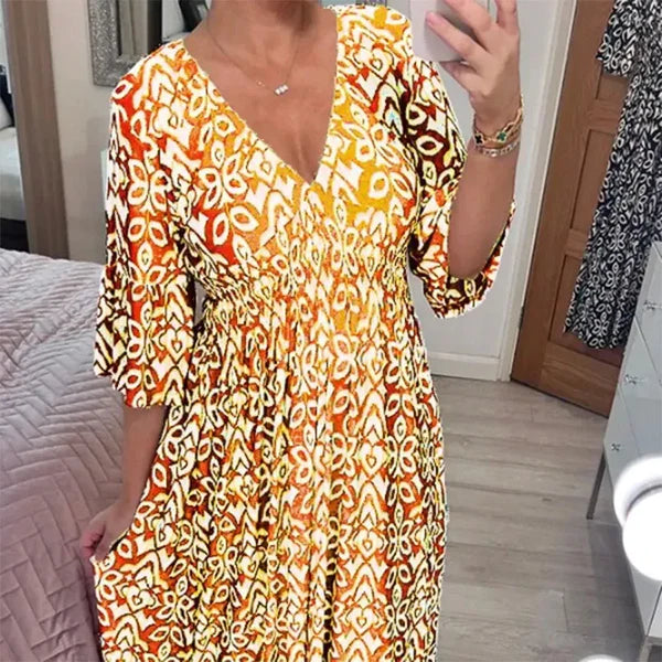 Hanna | Geblümtes Kleid mit V-Ausschnitt