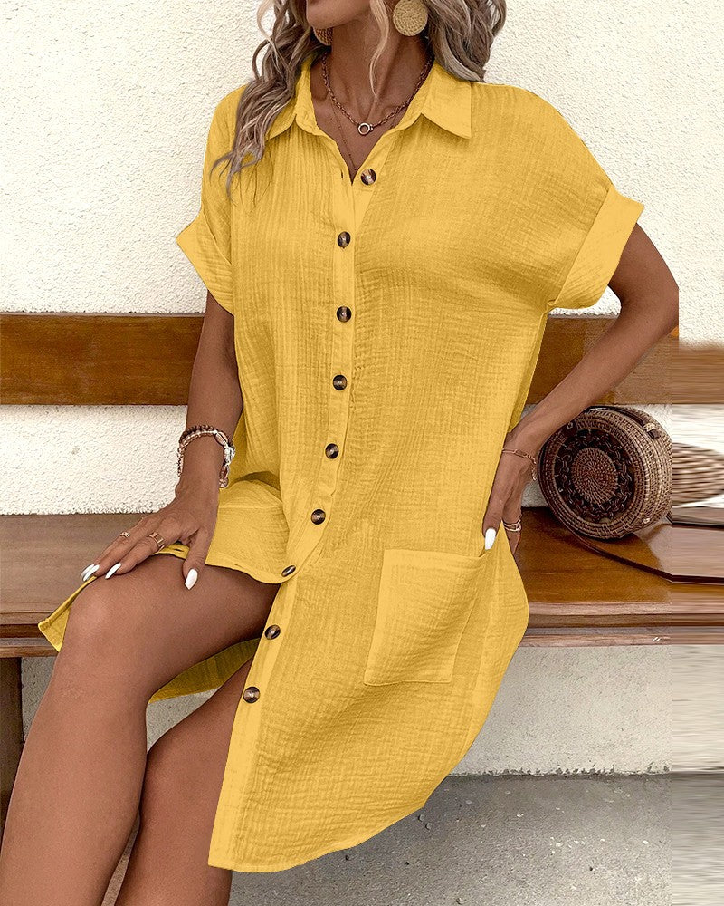 Juliana | Sommerkleid mit kurzen Ärmeln und Spitzausschnitt
