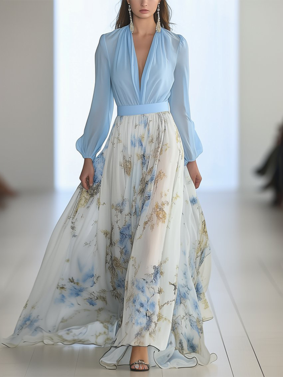 Yasmin | Langer Kleid mit Blumenmuster