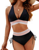 Ammy | Bauchfreie Bikini-Sets mit hoher Taille und Farbblock