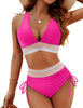 Ammy | Bauchfreie Bikini-Sets mit hoher Taille und Farbblock