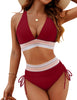 Ammy | Bauchfreie Bikini-Sets mit hoher Taille und Farbblock