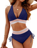 Ammy | Bauchfreie Bikini-Sets mit hoher Taille und Farbblock
