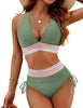 Ammy | Bauchfreie Bikini-Sets mit hoher Taille und Farbblock