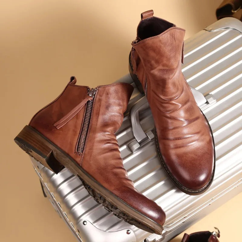 Antonio™ | Elegante Lederstiefel mit Reißverschluss