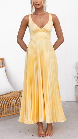 Carolina | Damen Elegant Plissee Trägerkleid