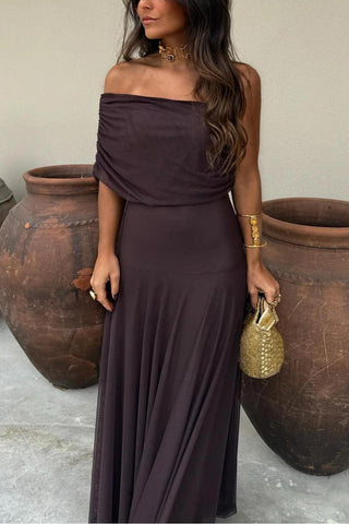 Waze | Toledo Ein-Schulter Mesh Maxikleid