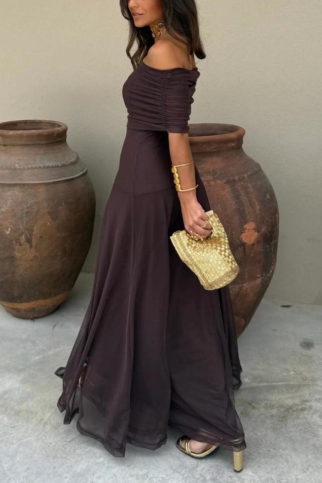 Waze | Toledo Ein-Schulter Mesh Maxikleid