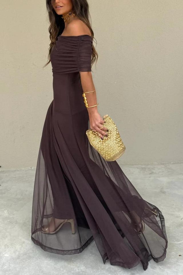 Waze | Toledo Ein-Schulter Mesh Maxikleid