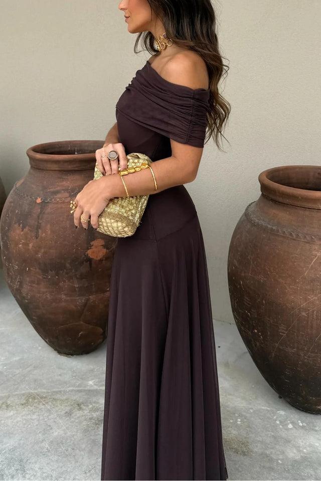 Waze | Toledo Ein-Schulter Mesh Maxikleid