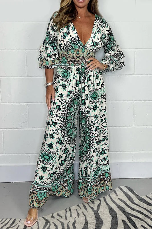 Juana | Heißer Verkauf Leopardenprint V-Ausschnitt Jumpsuit