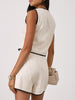 Wyatt | Julii Leinen-Mix Kontrastbesatz Maßgeschneiderter Skort | Beige & Schwarz