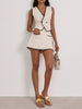 Wyatt | Julii Leinen-Mix Kontrastbesatz Maßgeschneiderter Skort | Beige & Schwarz