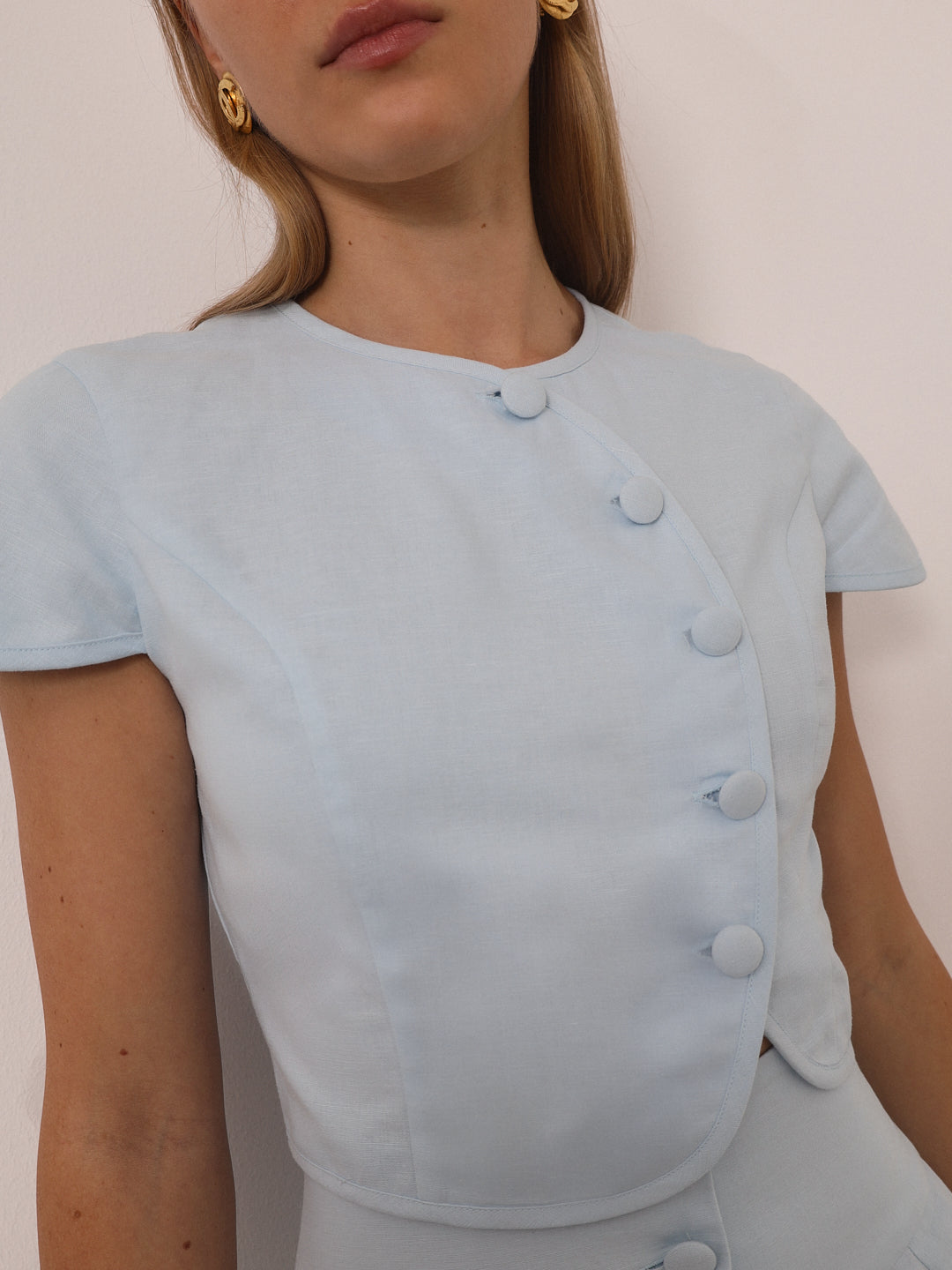 Stetson | Rossala Leinen-Knopfbluse | Himmelblau