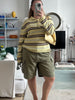 Alvin | Gestricktes gestreiftes Polo-Langarmshirt Gelb
