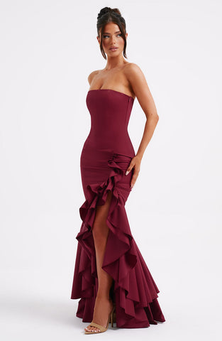 Angela | Maxikleid - Burgunderrot