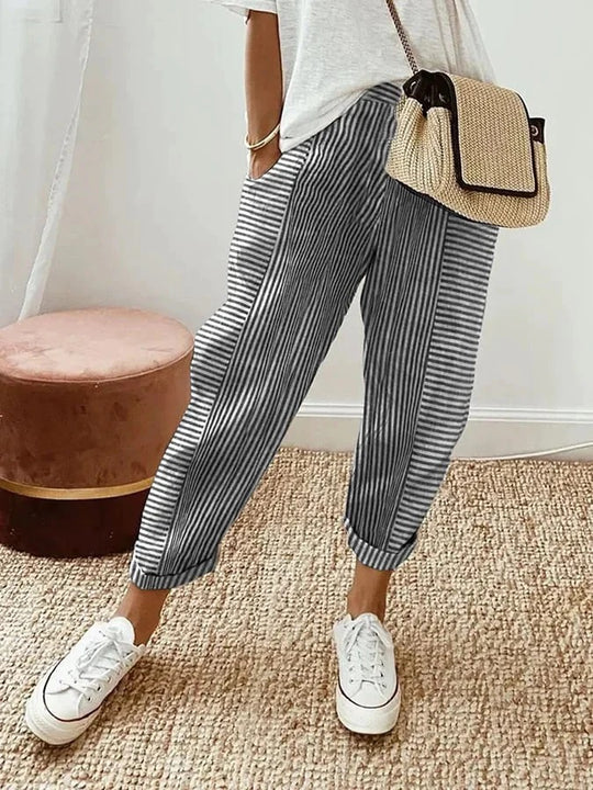 Stefana | Gestreifte Baumwollhose