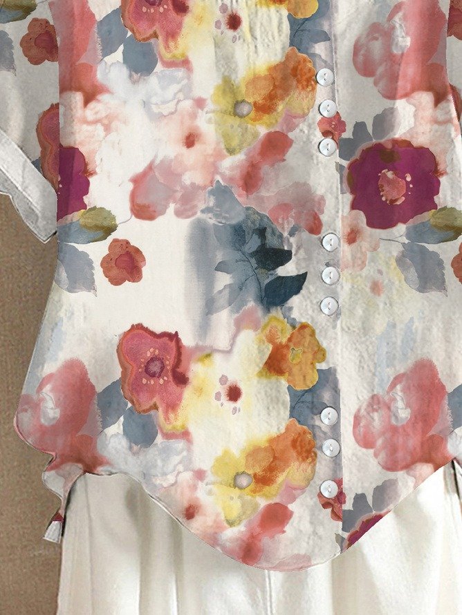 Ximena | Zufällige Blusen mit Knöpfen und Blumenmustern