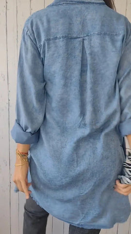 Kayla | Bequemes Denimhemd mit langem Mantel