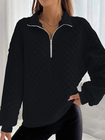 Geraldine | Damen - Trendiger V-Ausschnitt Pullover - Stylischer Reißverschluss