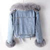 CELESTE | DENIM MOTOJACKE MIT KUNSTPELZ