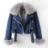 CELESTE | DENIM MOTOJACKE MIT KUNSTPELZ
