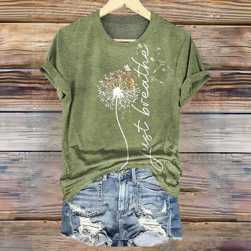 Elle | Vintage T-Shirt mit Löwenzahn-Print