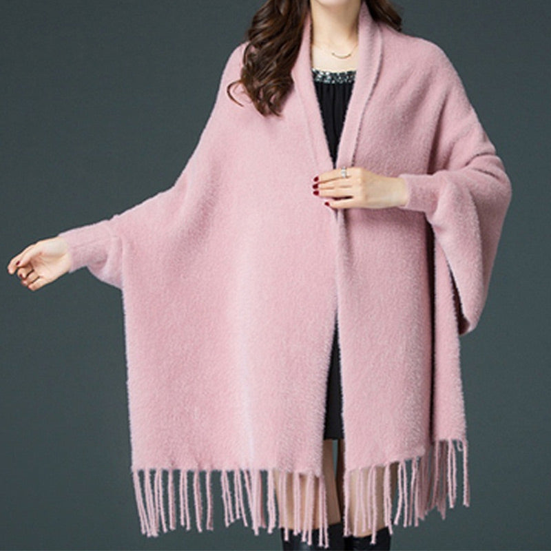 Mindy | Herbst-Specials Langärmliger, lässiger Schalmantel mit Quaste für Damen