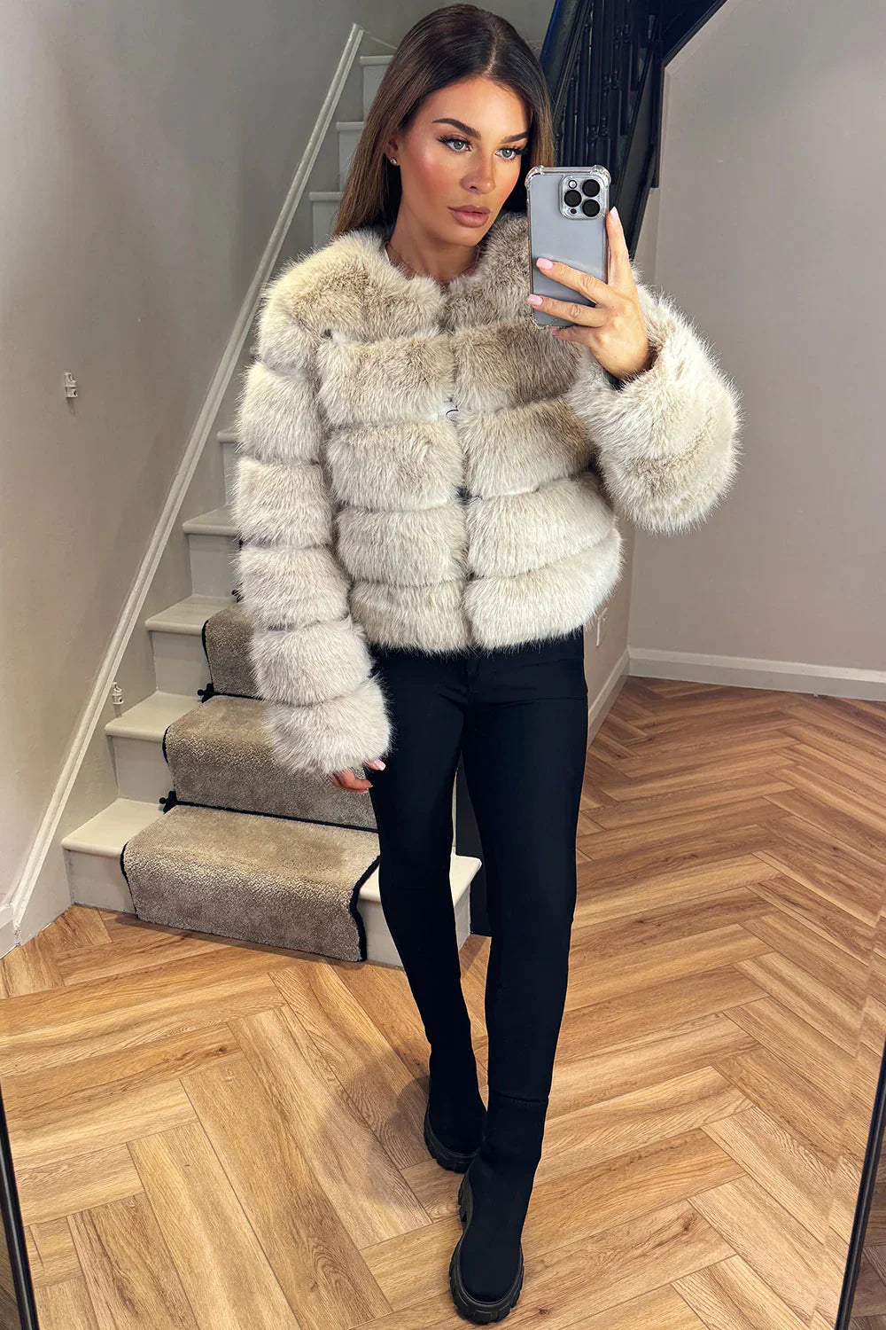 BEATRICE Kunstfell-Bubble-Jacke