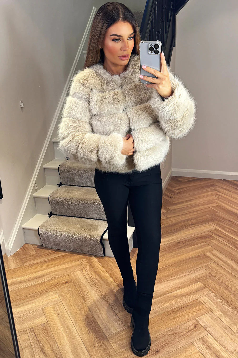 BEATRICE Kunstfell-Bubble-Jacke
