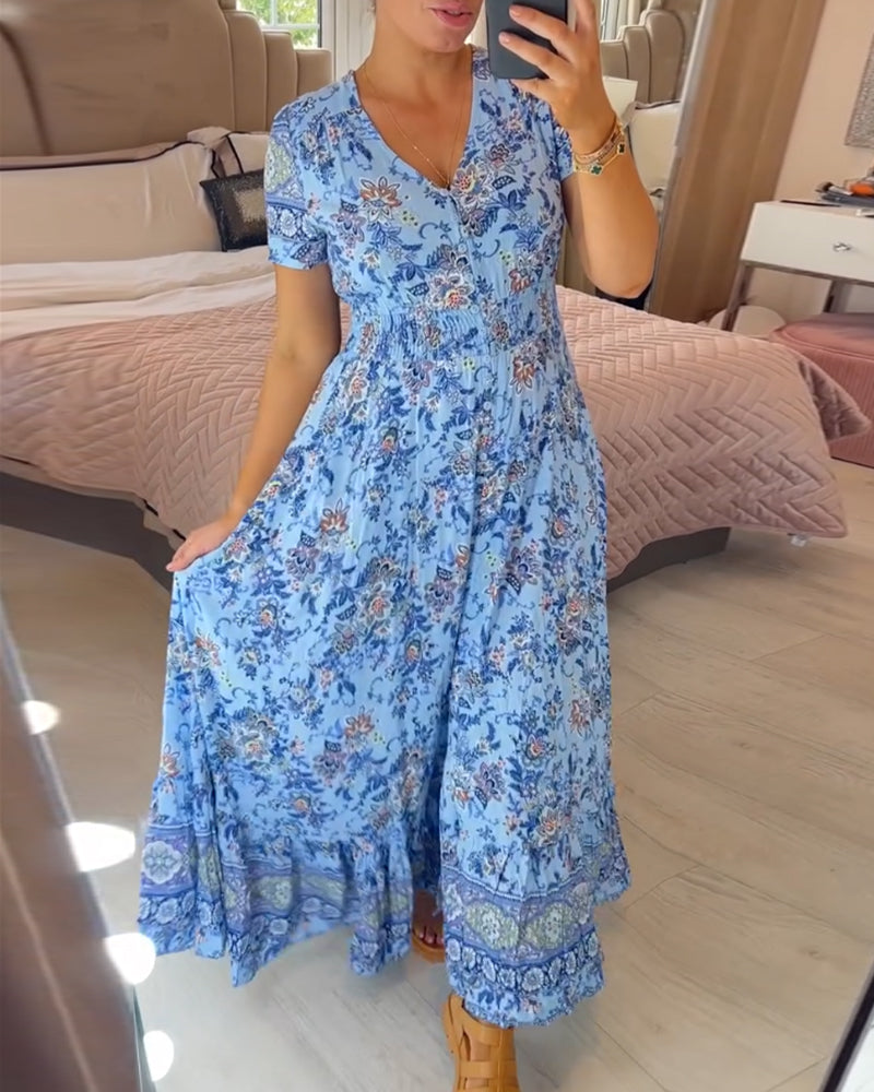 Tate | Kleid mit Blumenmuster und V-Ausschnitt