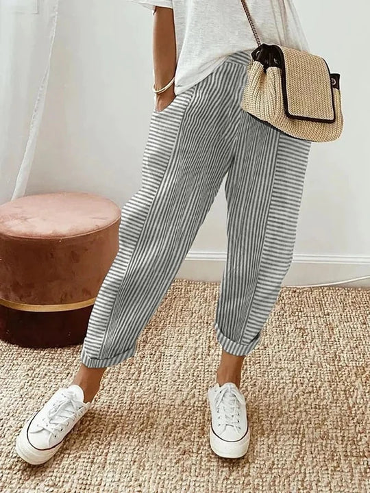Stefana | Gestreifte Baumwollhose