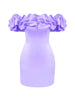 Ken | Satin Kleid mit Off-Shoulder und Volants