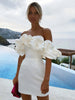 Ken | Satin Kleid mit Off-Shoulder und Volants