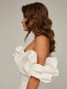 Ken | Satin Kleid mit Off-Shoulder und Volants