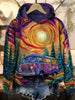 Veronica | Bunte Hoodie mit Bus und Sonnenuntergang