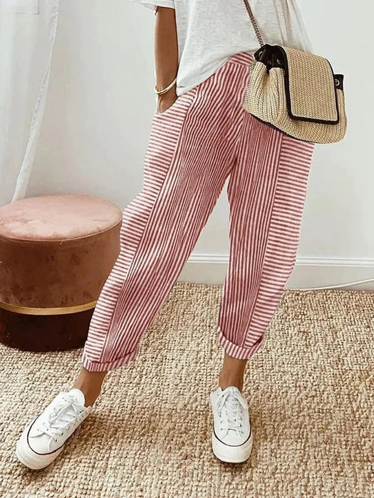 Stefana | Gestreifte Baumwollhose